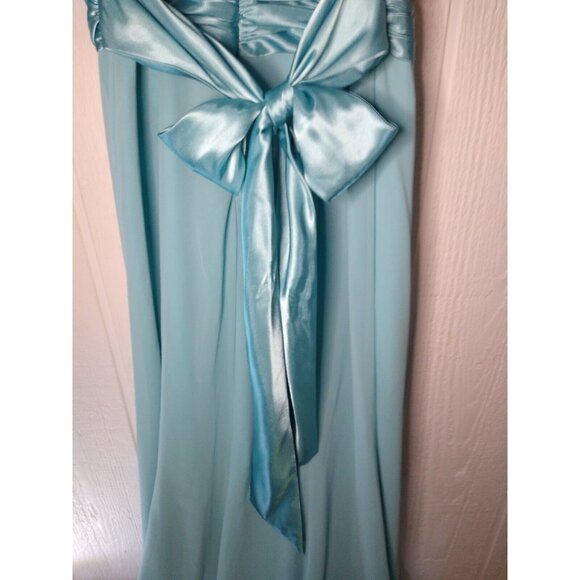 NWT $135 David's Bridal Womens 12 Long Chiffon Formal Gown Bridesmaid Pool Blue - Picture 6 of 11